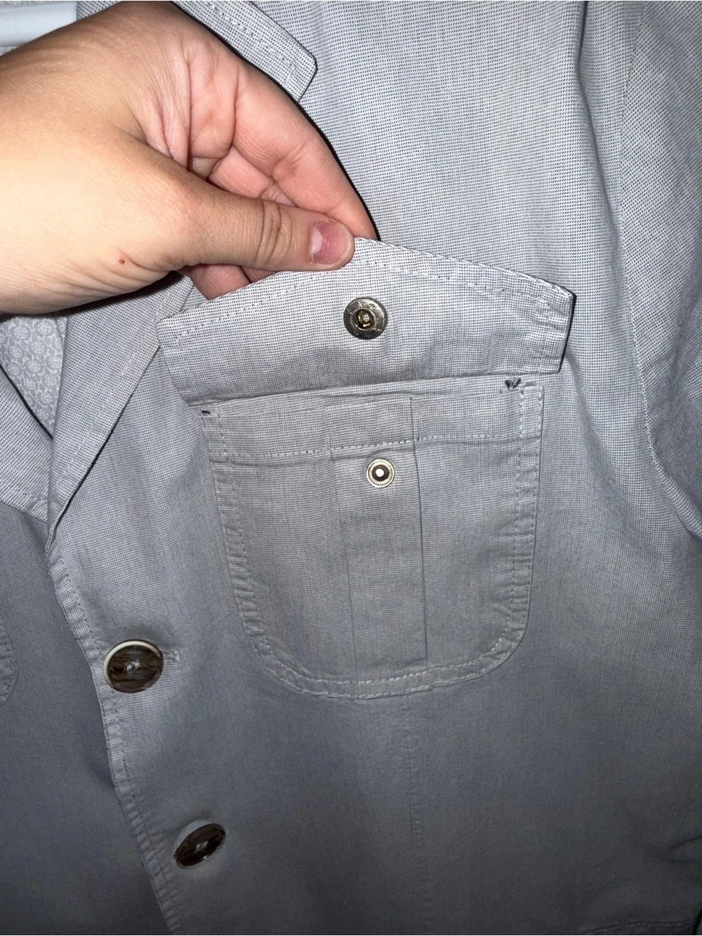 Men's Light Gray Military Field Jacket - Four-Pocket Utility Blazer